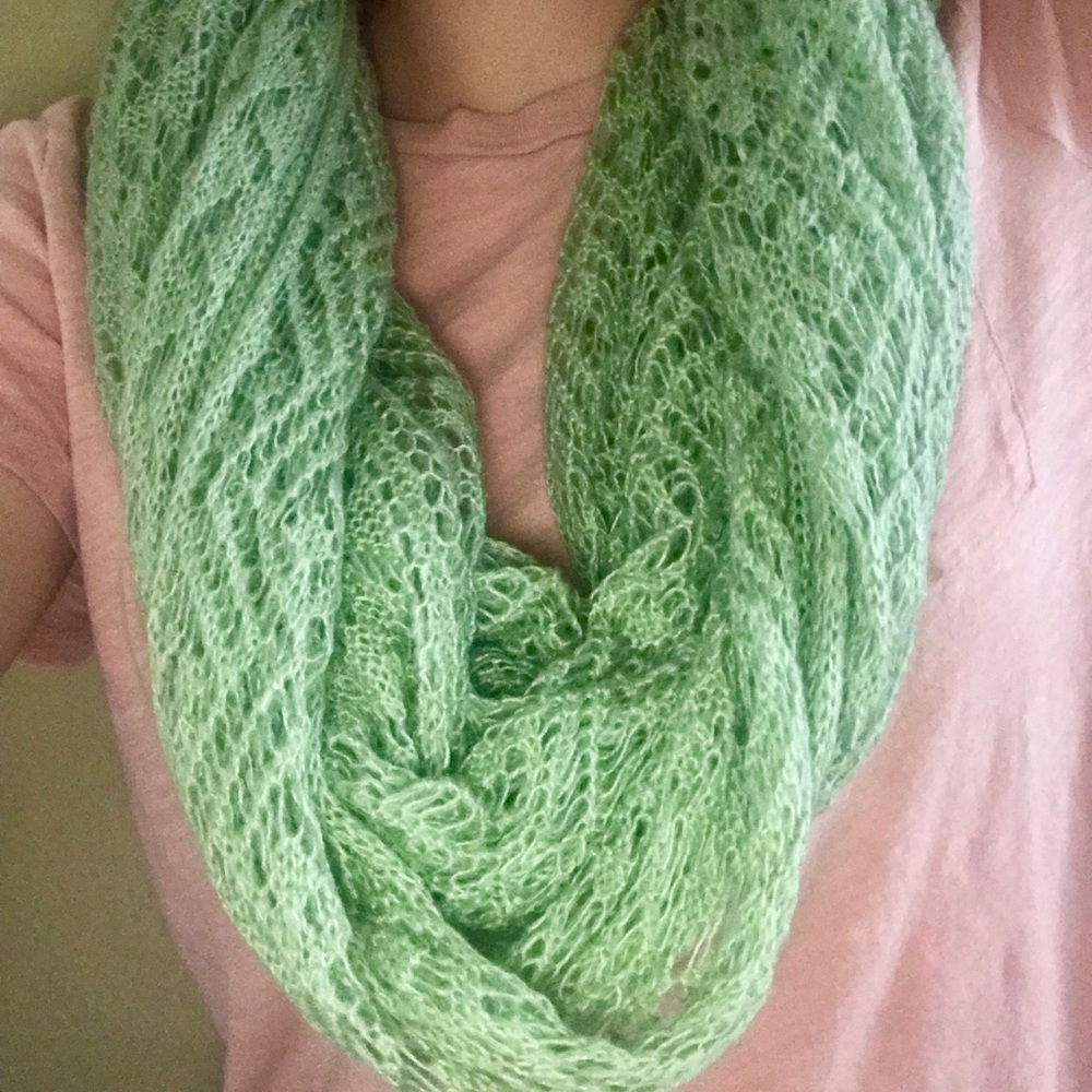 Light green knit infinity scarf